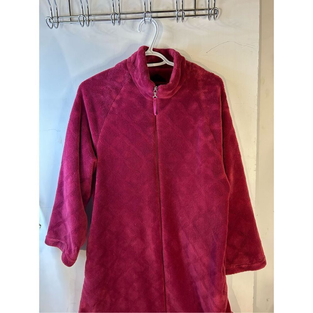 Stan Herman zipper fleece robe coverup womens‎ large burgundy #60766